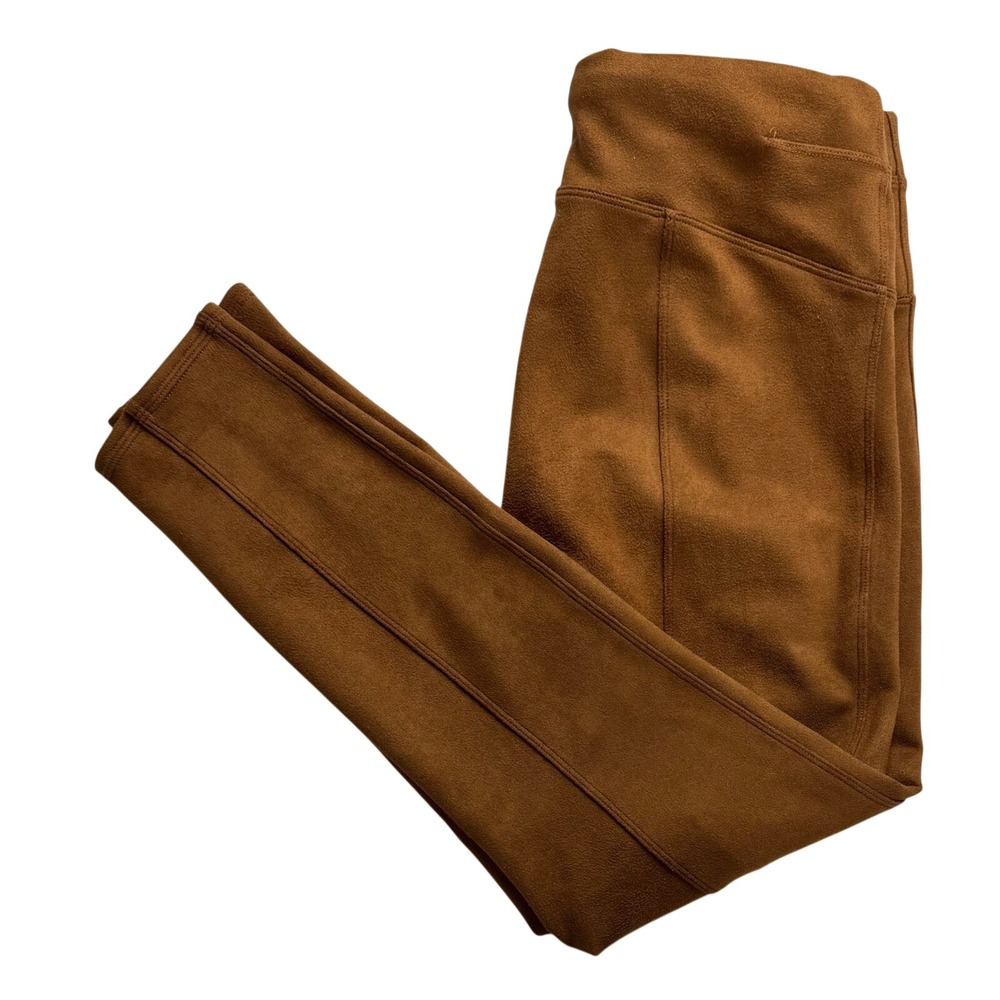 Spanx Faux Suede Leggings Camel Brown High Waisted Petite Large 20322Q